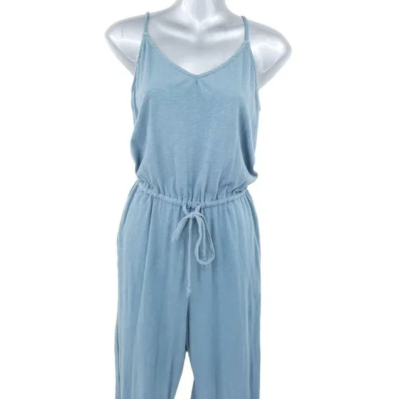NEW Sundry Teal White Tie Dye Stripe Jogger Leg Sleeveless Jumpsuit Size 1 Small - Picture 5 of 13